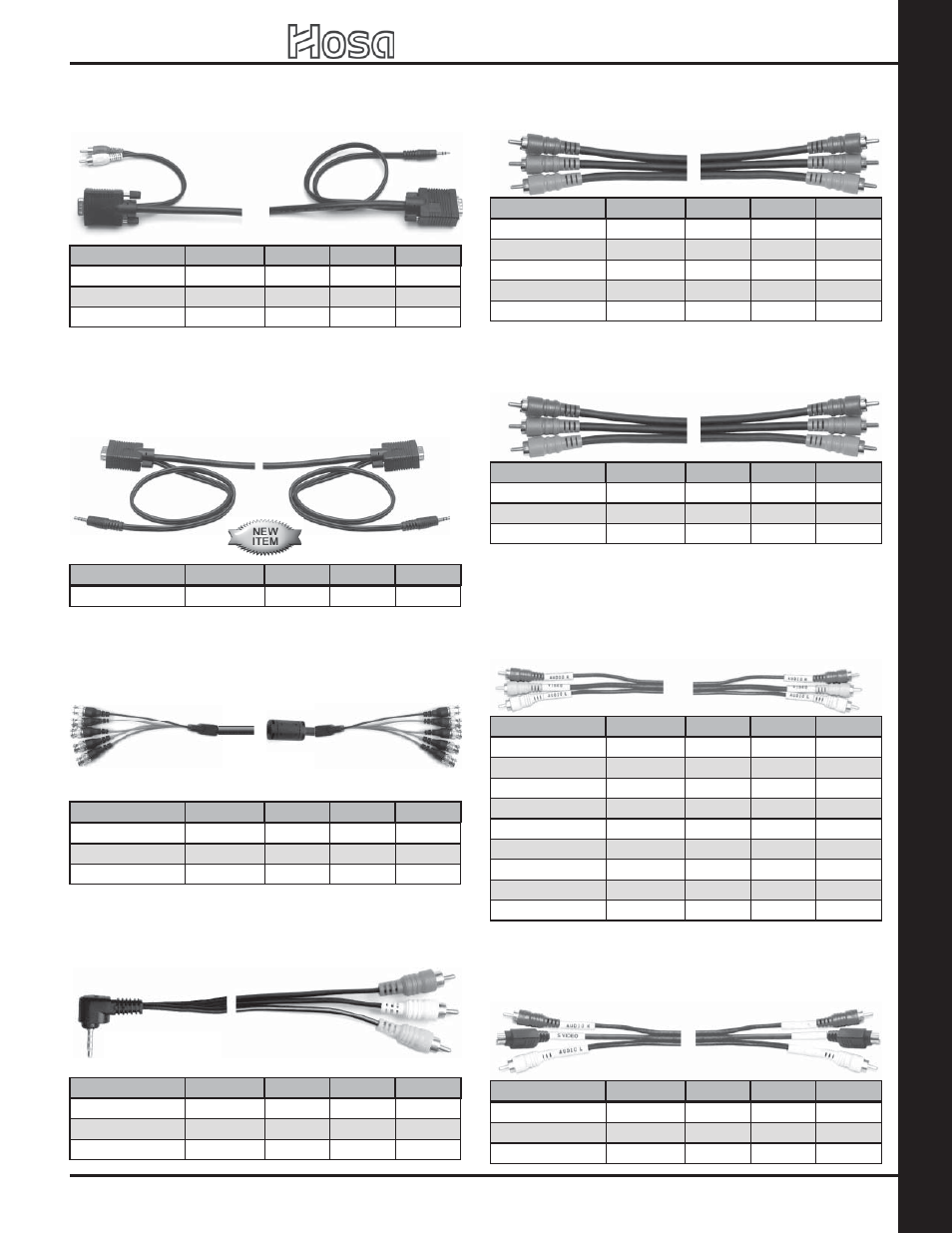 Video ca bles and ada ptor s, 2007 retail catalog, Component video cable | Hosa Technology Audio Digital Solutions User Manual | Page 21 / 72