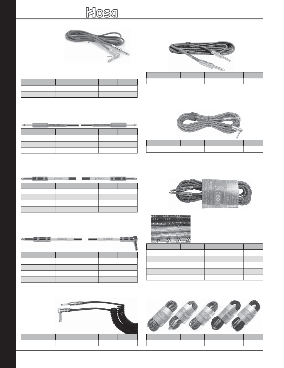 Guitar / instr ument ca bles, 2007 retail catalog, Guitar cable — telecaster | Pro guitar cable, Traditional guitar cable, Guitar cable — tweed jacket, Guitar cable — cloth woven, Guitar cable — 10 piece pack, Guitar cable — coiled, Five patterns | Hosa Technology Audio Digital Solutions User Manual | Page 26 / 72