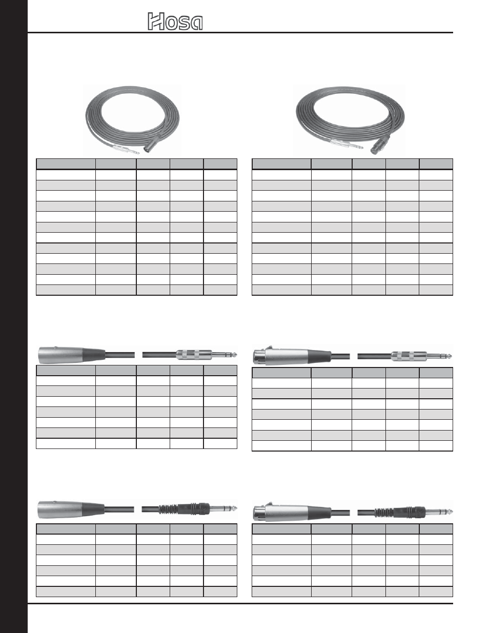 Ca bles: sing le inter connects, 2007 retail catalog, Balanced, xlr male to 1/4” trs male — professional | Balanced, xlr male to 1/4” trs male — standard, Balanced, xlr female to 1/4” trs male — standard | Hosa Technology Audio Digital Solutions User Manual | Page 34 / 72