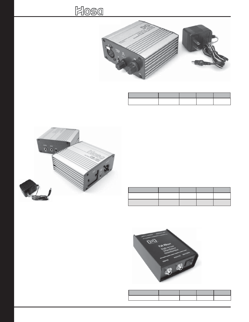 Pr eampli fi er / dir ect bo x, 2007 retail catalog, Studio microphone preamplifier | Active direct box for guitar & bass, Sidekick” passive direct box for guitar & bass | Hosa Technology Audio Digital Solutions User Manual | Page 4 / 72