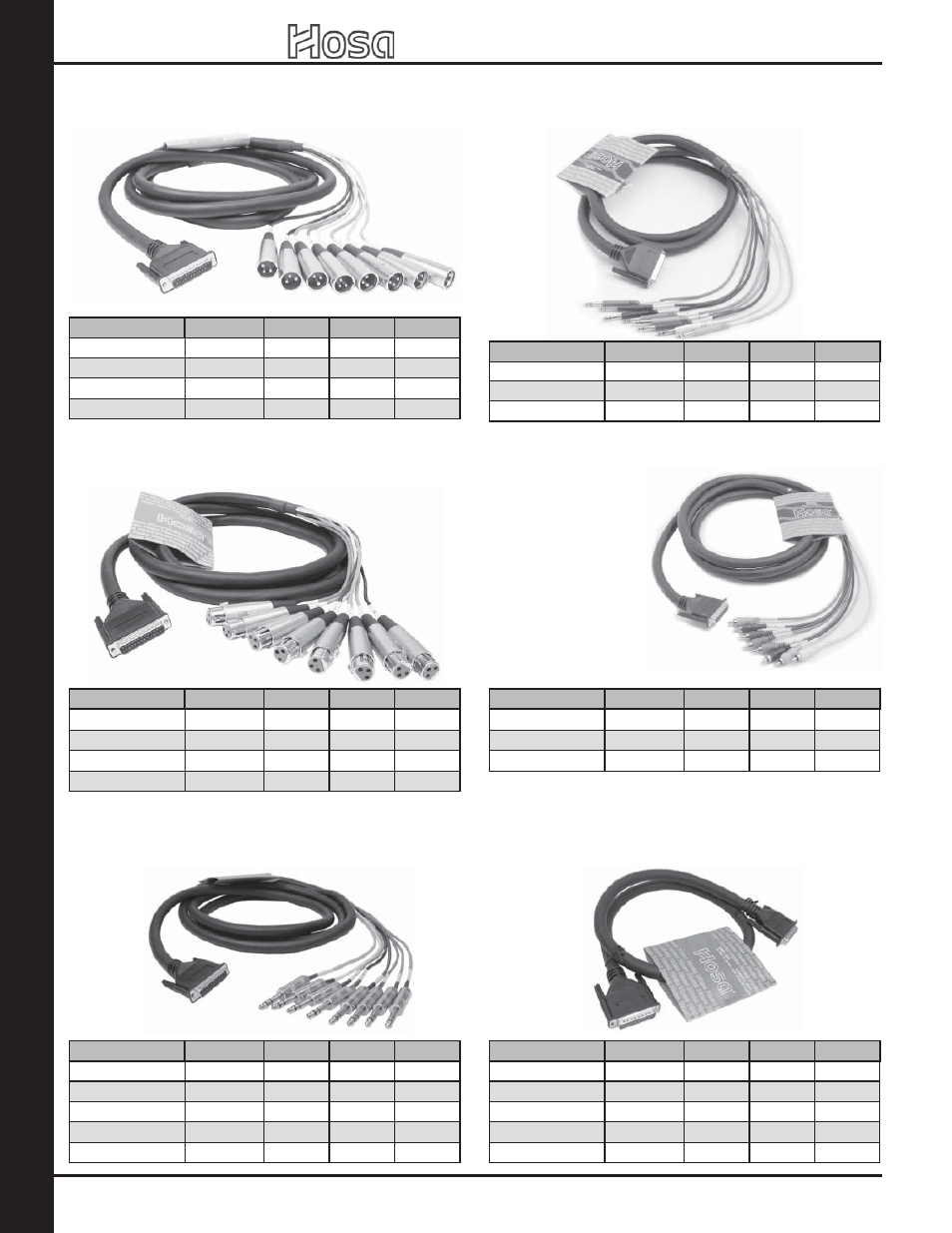 Ca bles: multi–channel analog r ecor ding snak es, 2007 retail catalog, Analog breakout snake — tascam compatible | Hosa Technology Audio Digital Solutions User Manual | Page 40 / 72