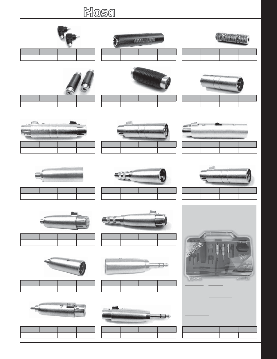 Audio ada ptor s, 2007 retail catalog, Musician’s survival kit | Hosa Technology Audio Digital Solutions User Manual | Page 51 / 72