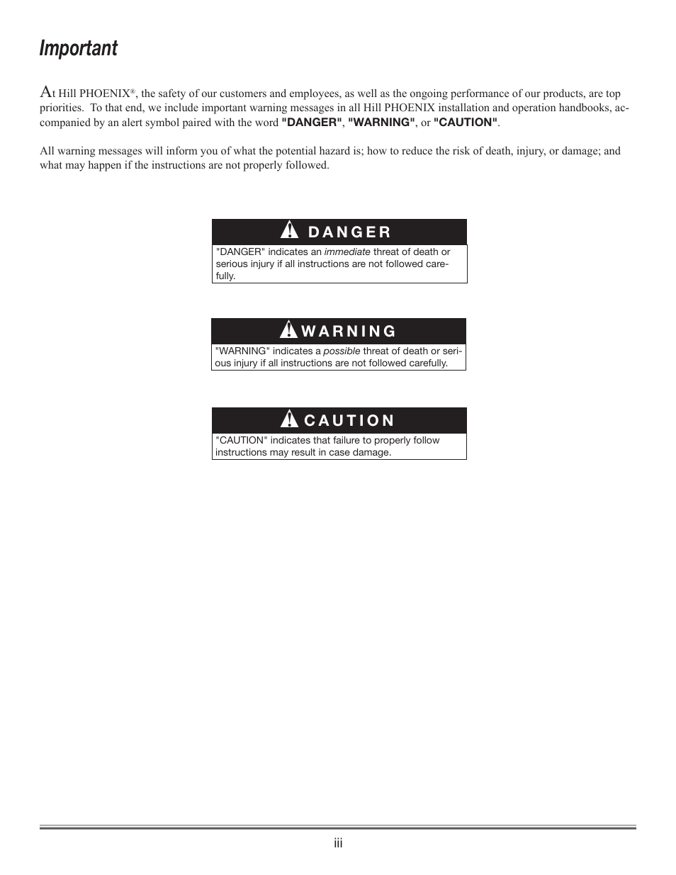 Important | Hill Phoenix P074749F User Manual | Page 3 / 32