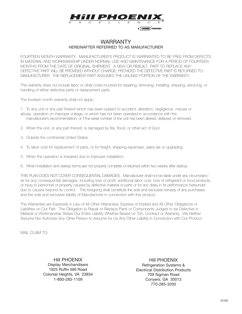 Hill Phoenix P074749F User Manual | Page 31 / 32