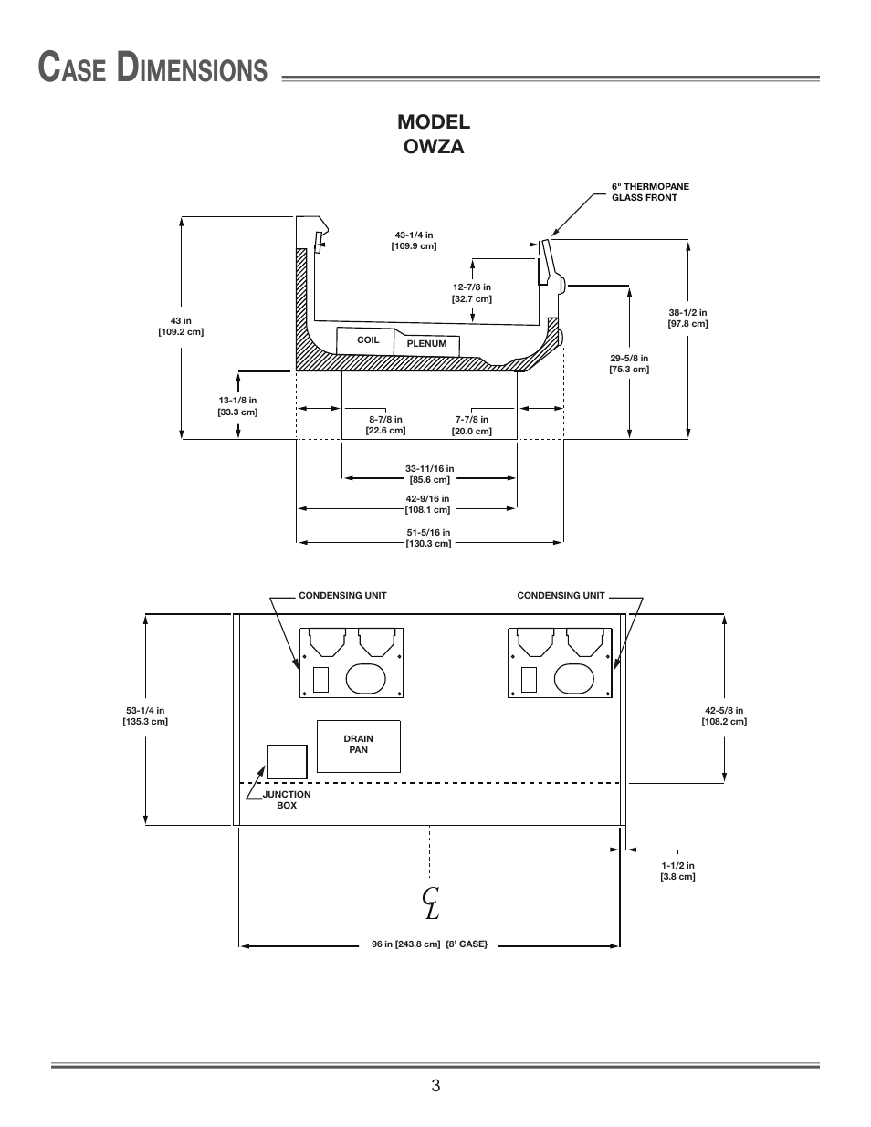 Imensions, Model owza | Hill Phoenix P074749F User Manual | Page 5 / 32