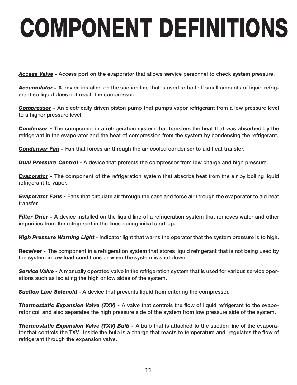 Component definitions | Hill Phoenix OSAA User Manual | Page 15 / 32