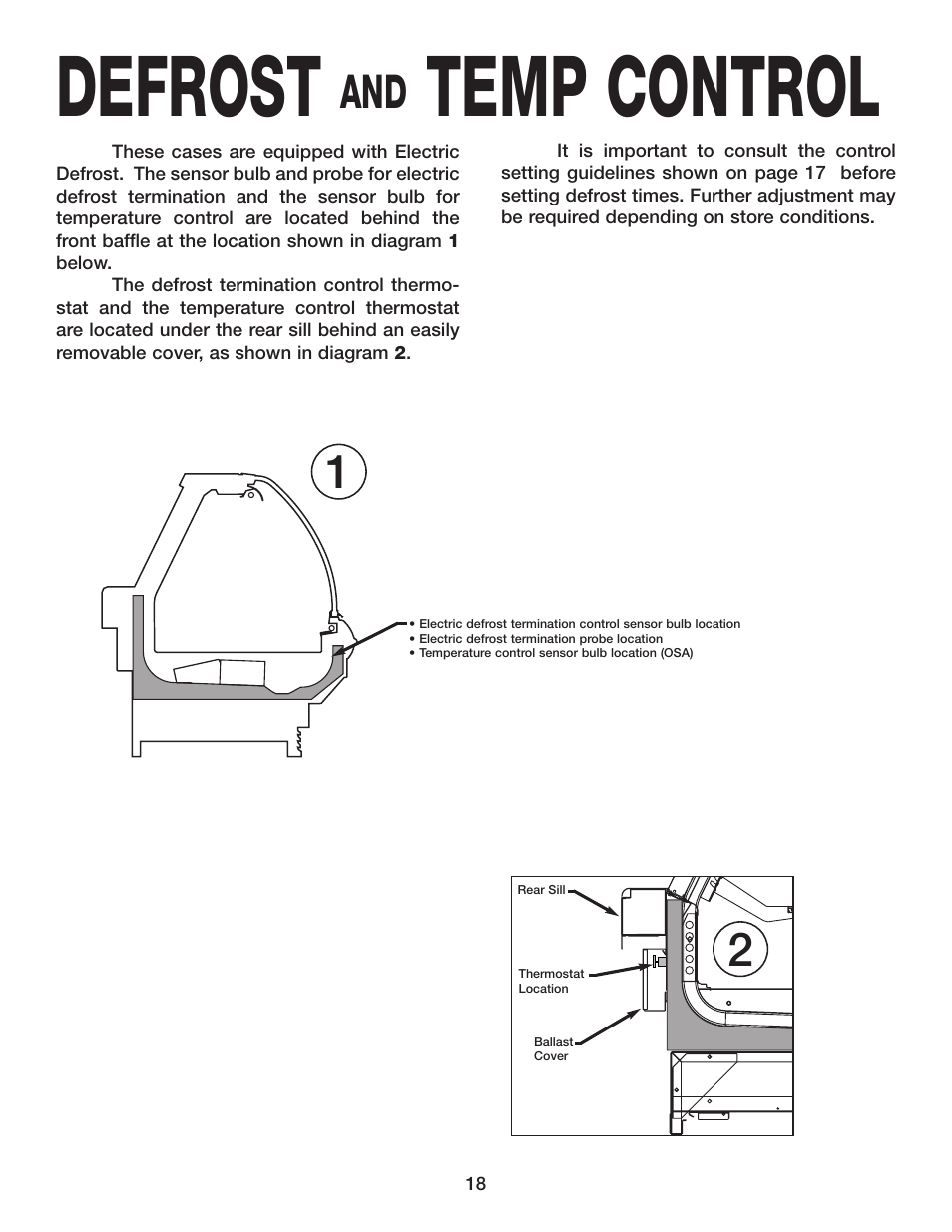 Defrost, Temp control | Hill Phoenix OSAA User Manual | Page 22 / 32