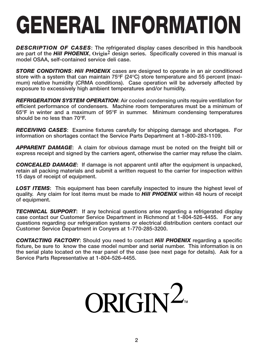 General information | Hill Phoenix OSAA User Manual | Page 6 / 32