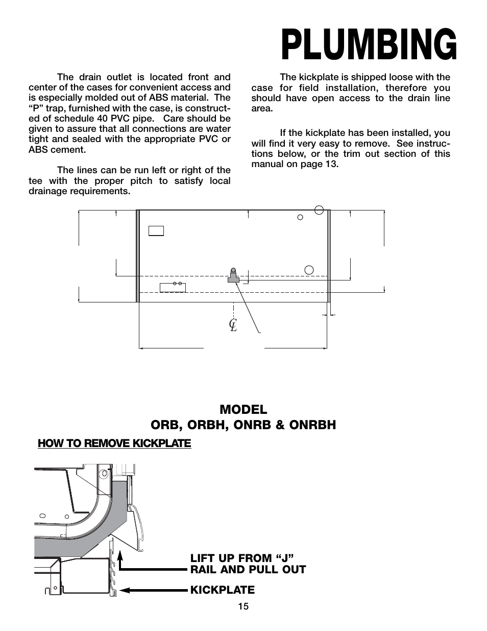 Plumbing, Model orb, orbh, onrb & onrbh | Hill Phoenix ORB User Manual | Page 19 / 44