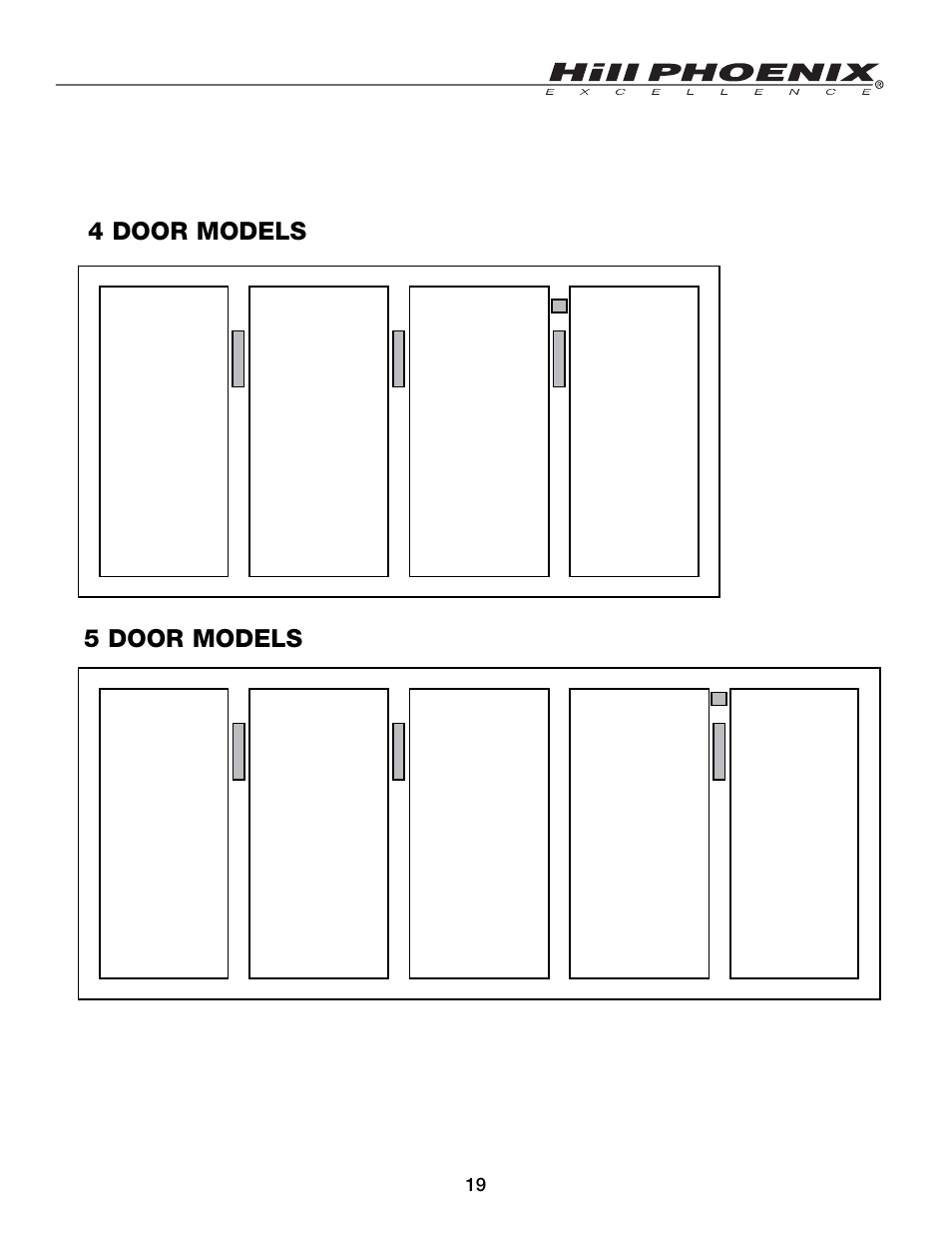 4 door models 5 door models | Hill Phoenix ORB User Manual | Page 23 / 44