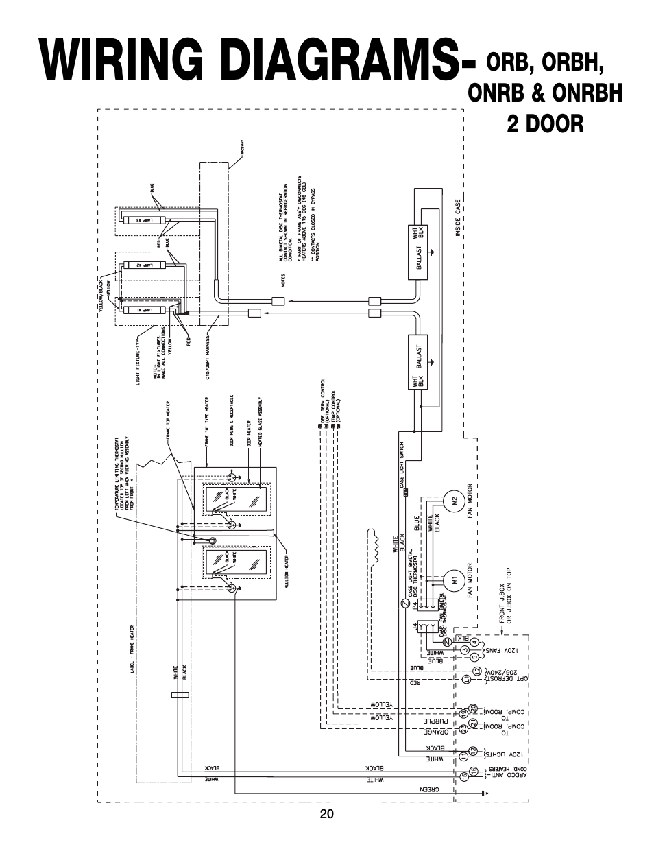 Wiring diagrams, Orb, orbh, onrb & onrbh 2 door | Hill Phoenix ORB User Manual | Page 24 / 44