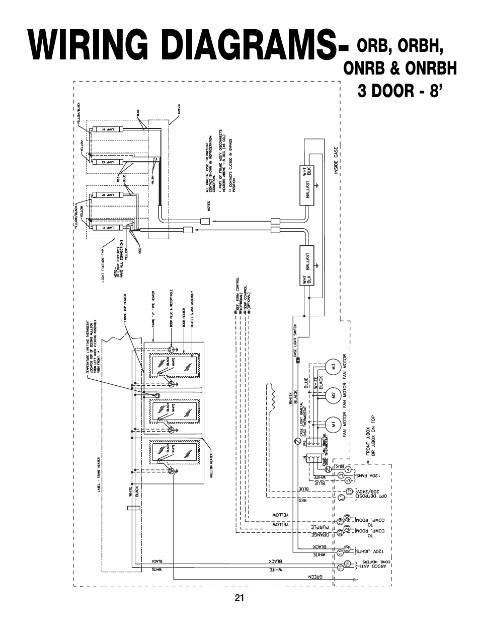 Wiring diagrams, Orb, orbh, onrb & onrbh 3 door - 8 | Hill Phoenix ORB User Manual | Page 25 / 44