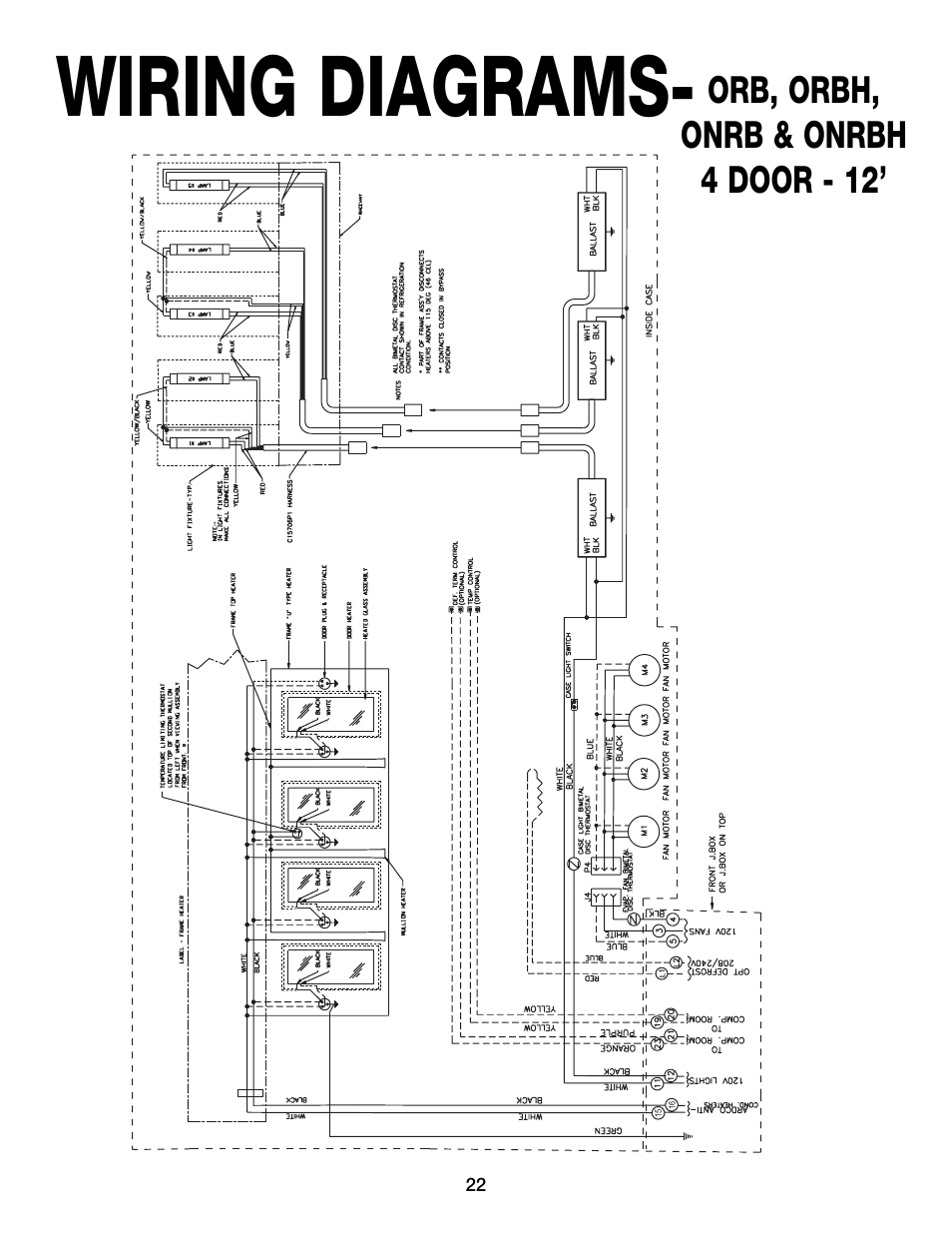 Wiring diagrams, Orb, orbh, onrb & onrbh 4 door - 12 | Hill Phoenix ORB User Manual | Page 26 / 44