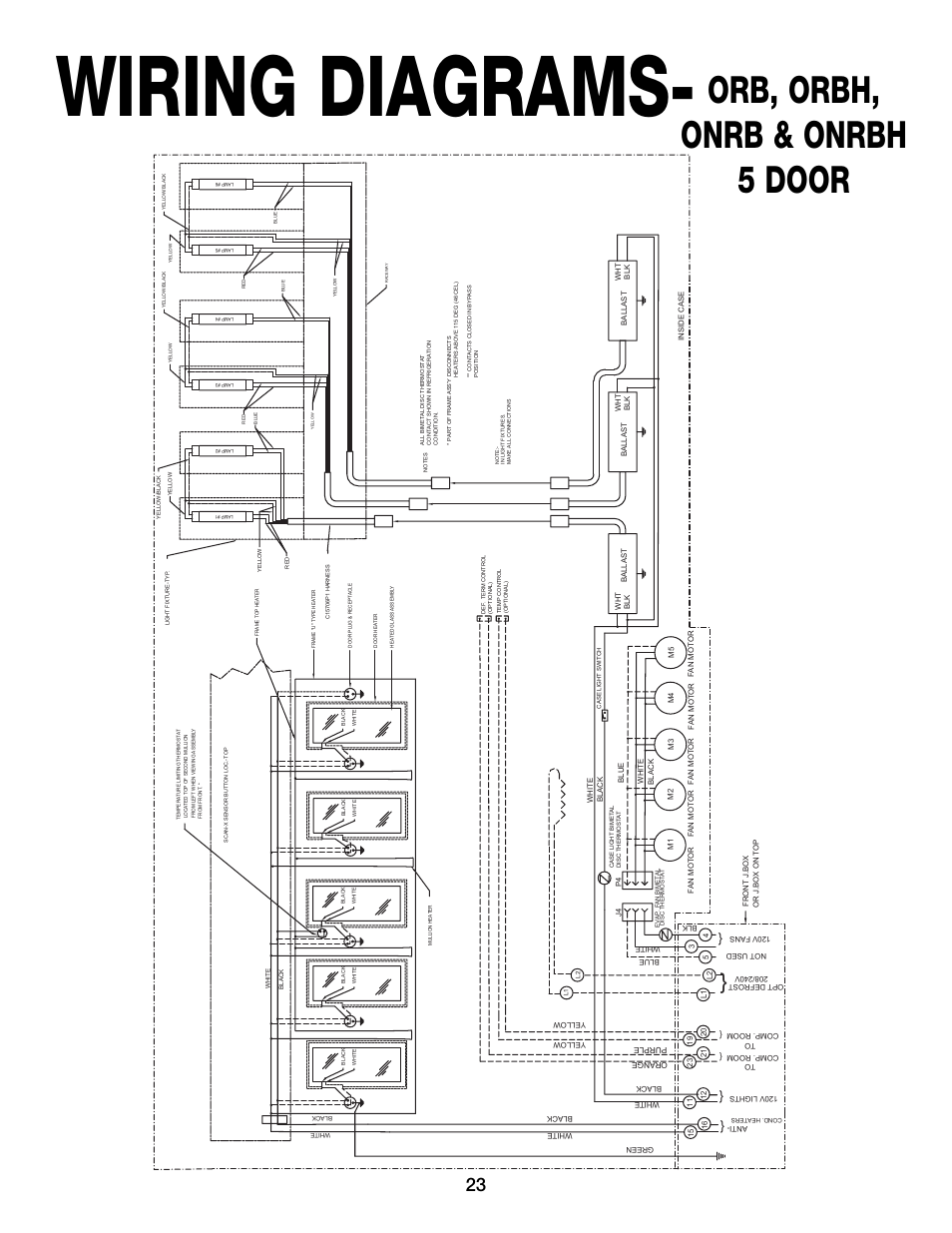 Wiring diagrams, Orb, orbh, onrb & onrbh 5 door | Hill Phoenix ORB User Manual | Page 27 / 44