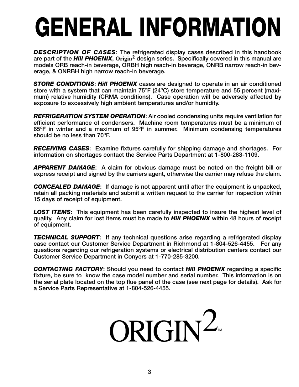 General information | Hill Phoenix ORB User Manual | Page 7 / 44