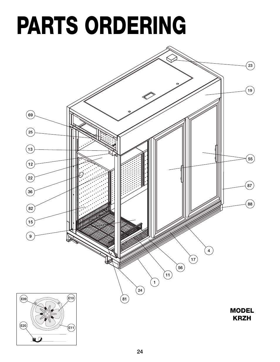 Parts ordering, Model krzh | Hill Phoenix KRZH User Manual | Page 28 / 32