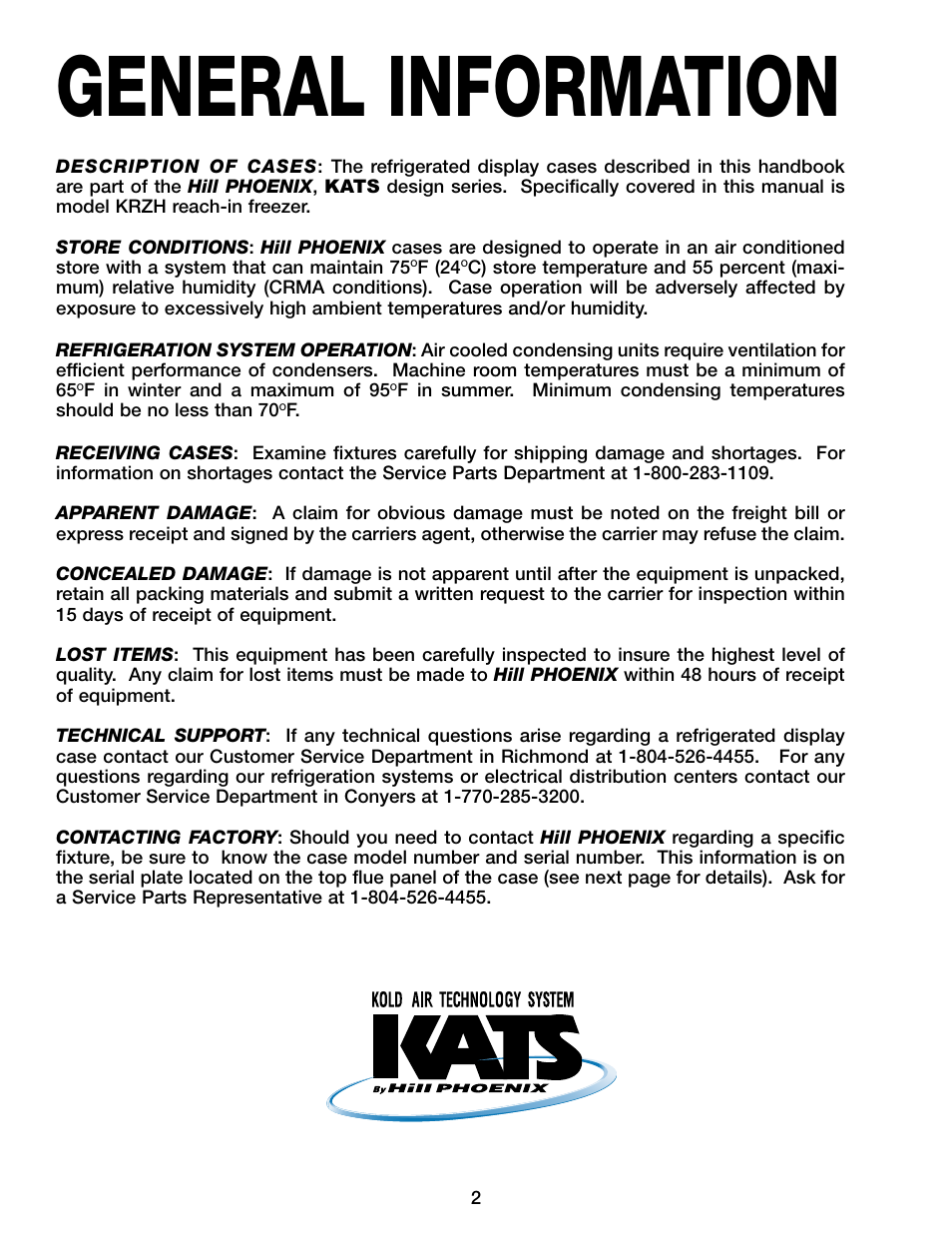 General information | Hill Phoenix KRZH User Manual | Page 6 / 32
