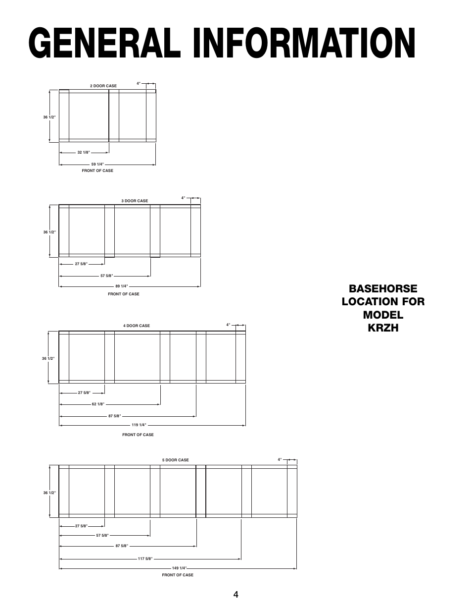 General information, Basehorse location for model krzh | Hill Phoenix KRZH User Manual | Page 8 / 32