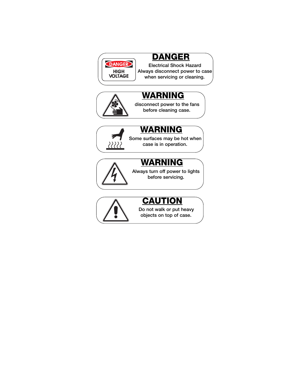 Caution, Warning, Danger | Hill Phoenix 05DMA User Manual | Page 2 / 32