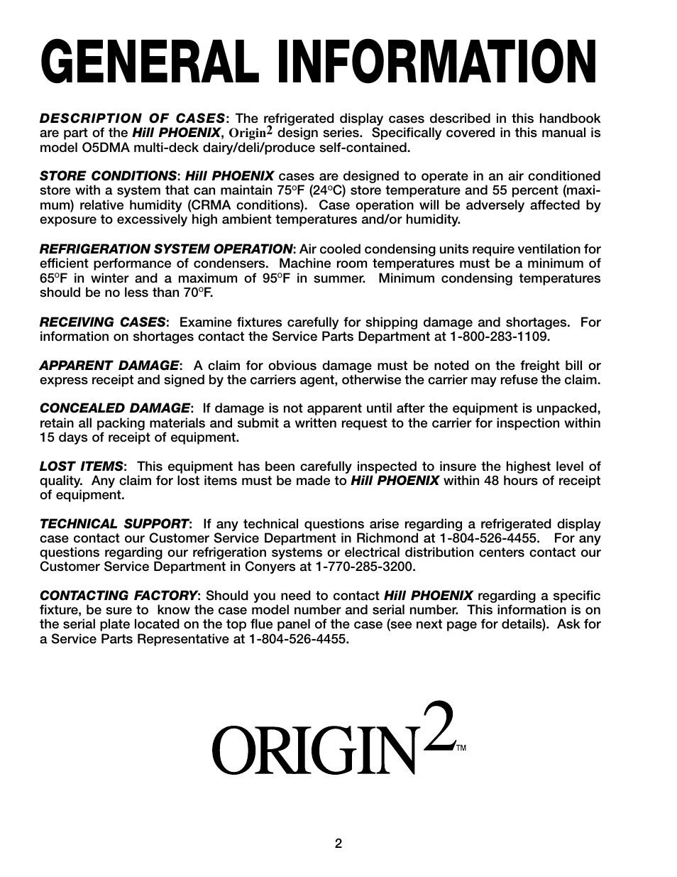 General information | Hill Phoenix 05DMA User Manual | Page 6 / 32