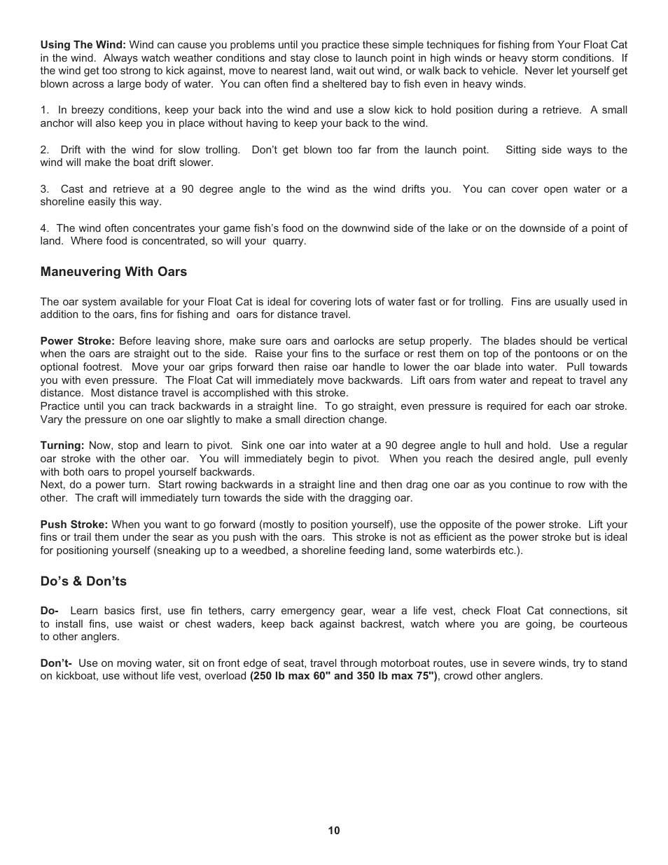 Hobie Float Cat 60 User Manual | Page 10 / 12