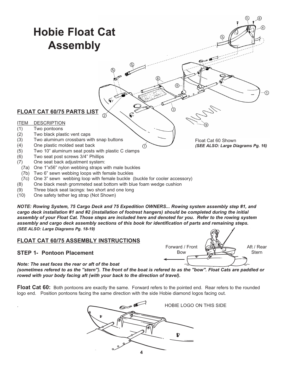 Hobie float cat assembly | Hobie Float Cat 60 User Manual | Page 4 / 12