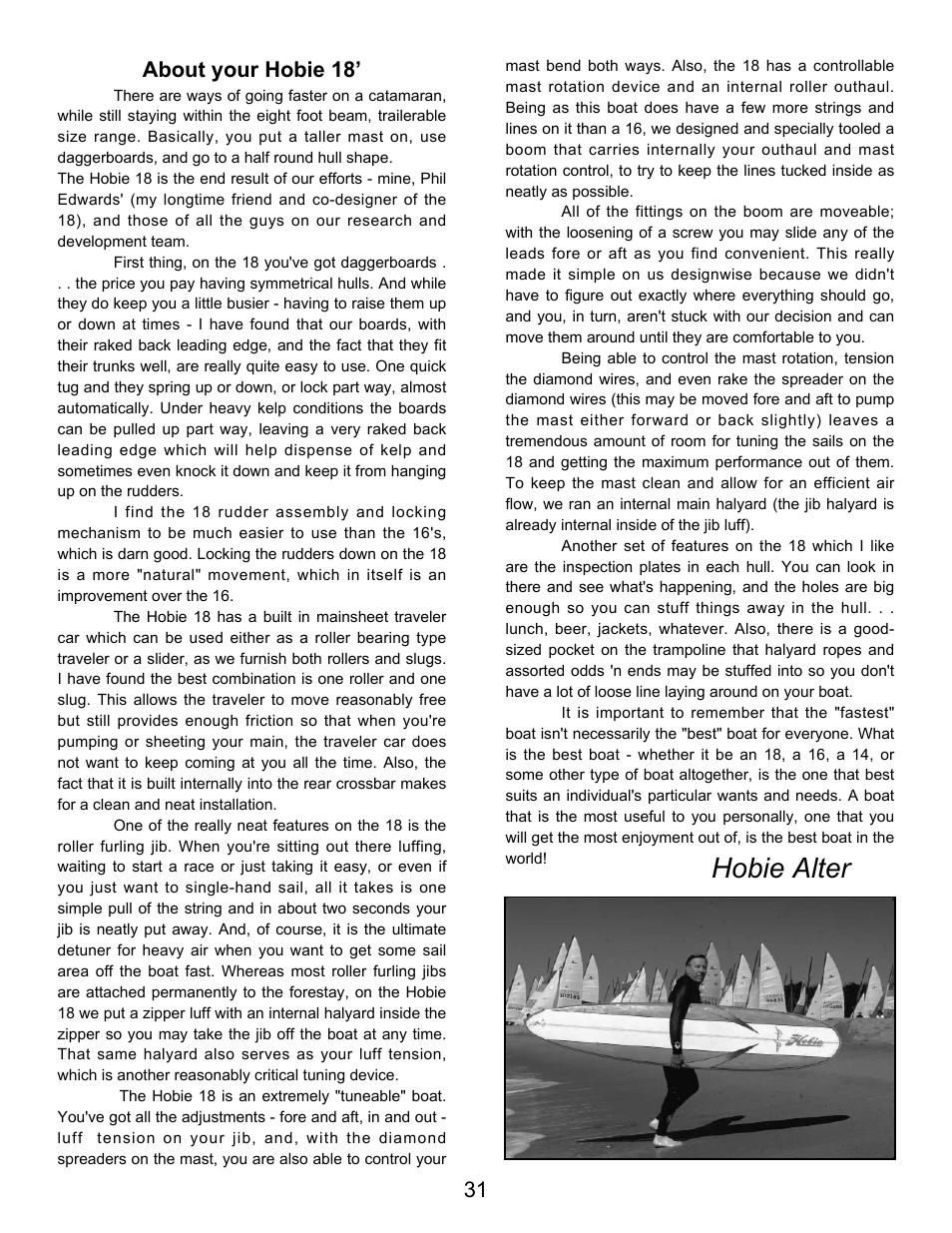 Hobie alter, About your hobie 18 | Hobie 18 SX User Manual | Page 33 / 34