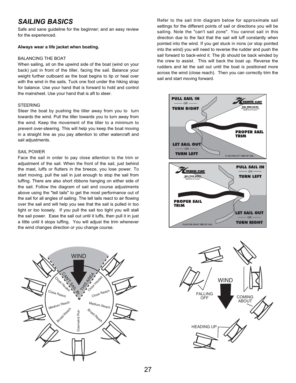 27 sailing basics, Wind | Hobie SPORT CRUISER 21 User Manual | Page 29 / 33