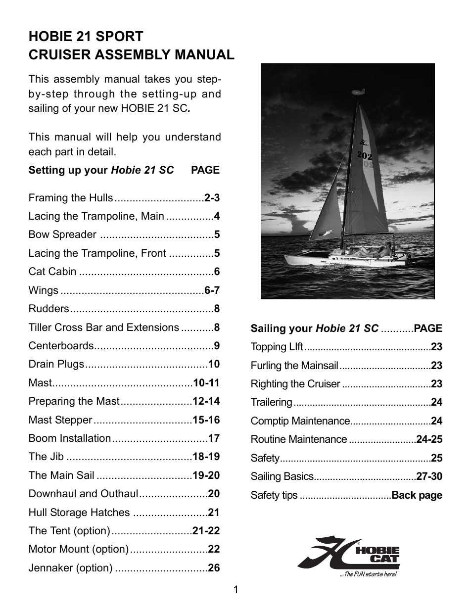 Hobie 21 sport cruiser assembly manual | Hobie SPORT CRUISER 21 User Manual | Page 3 / 33