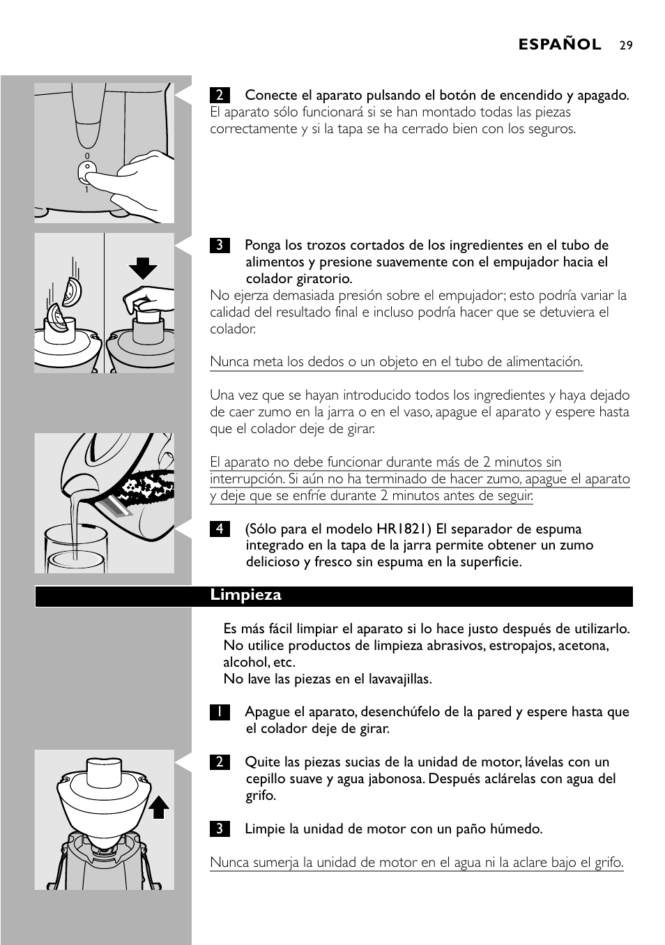 Philips HR 1821 User Manual | Page 29 / 74