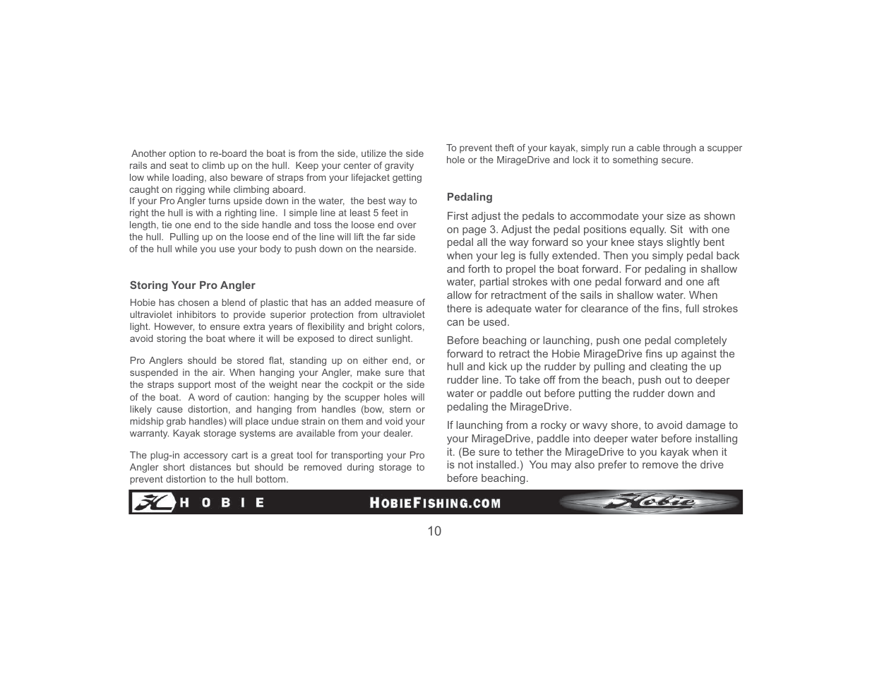 Hobie Mirage Pro Angler 89510 User Manual | Page 11 / 16