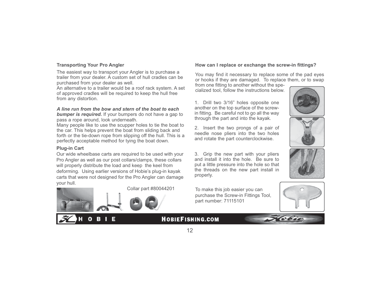 Hobie Mirage Pro Angler 89510 User Manual | Page 13 / 16