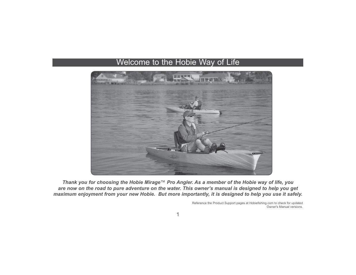 Welcome to the hobie way of life | Hobie Mirage Pro Angler 89510 User Manual | Page 2 / 16