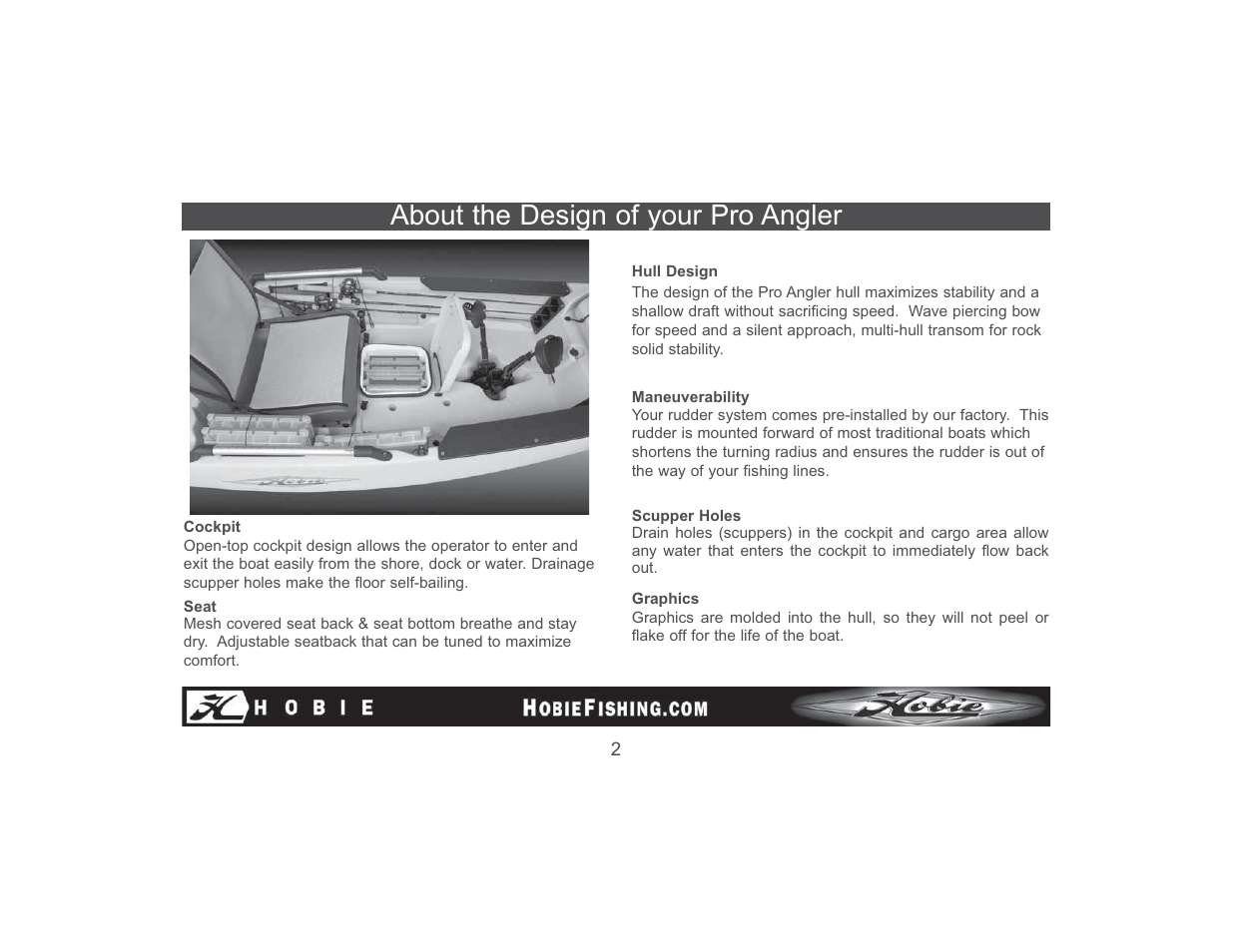 About the design of your pro angler | Hobie Mirage Pro Angler 89510 User Manual | Page 3 / 16