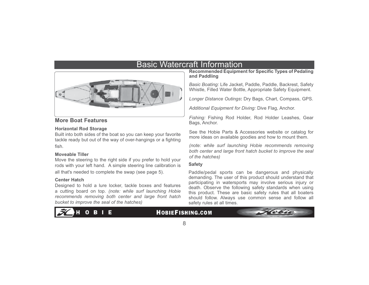 Dvlf :dwhufudiw ,qirupdwlrq | Hobie Mirage Pro Angler 89510 User Manual | Page 9 / 16