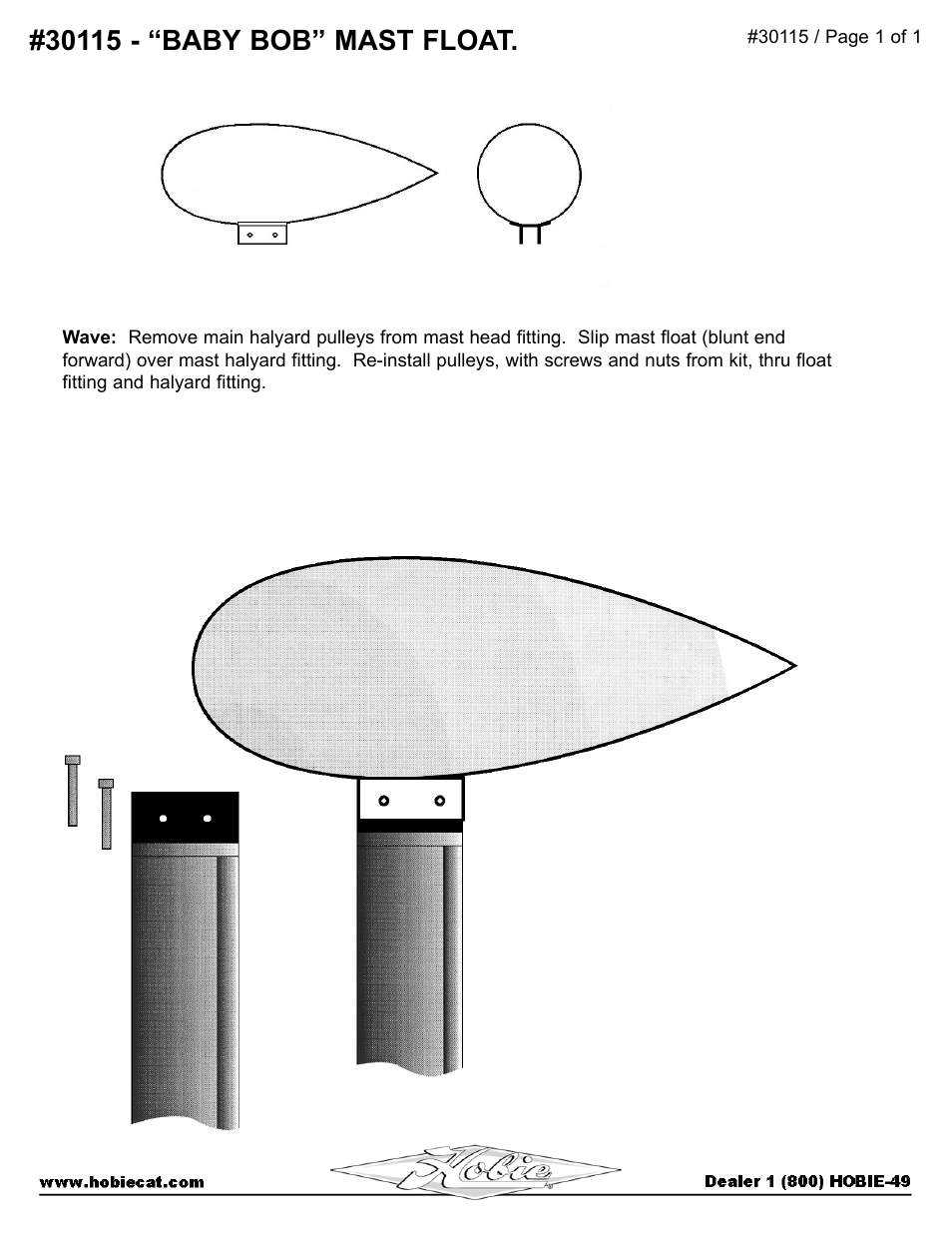 Hobie 30115 User Manual | 1 page