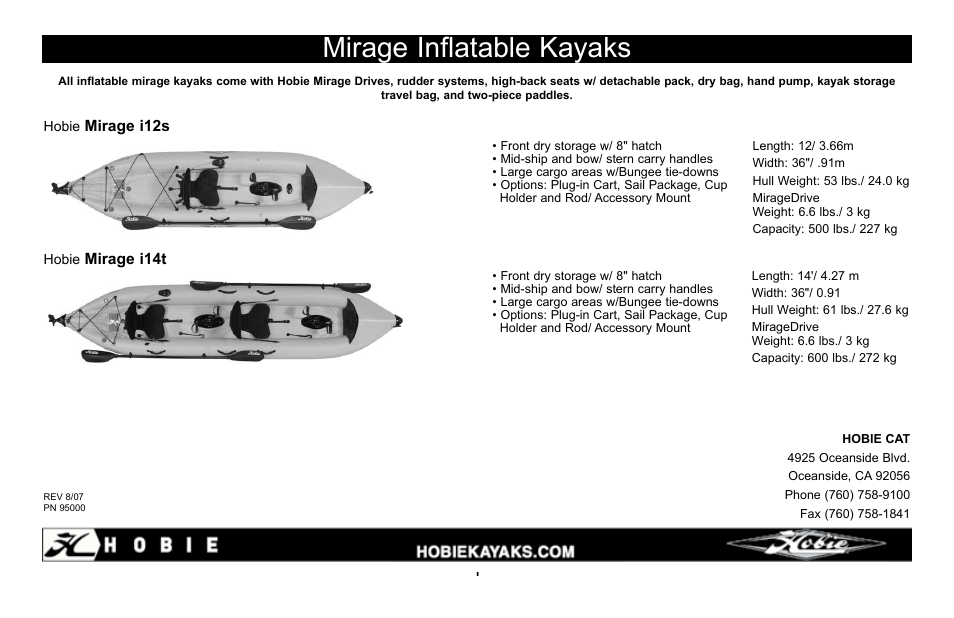 Mirage inflatable kayaks | Hobie Mirage i12s User Manual | Page 24 / 24