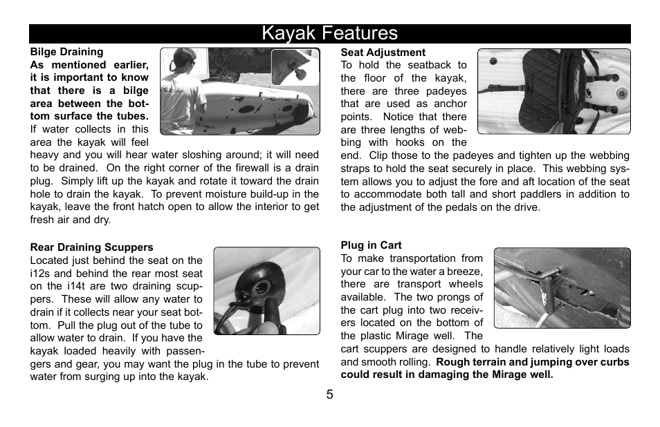 Kayak features | Hobie Mirage i12s User Manual | Page 6 / 24