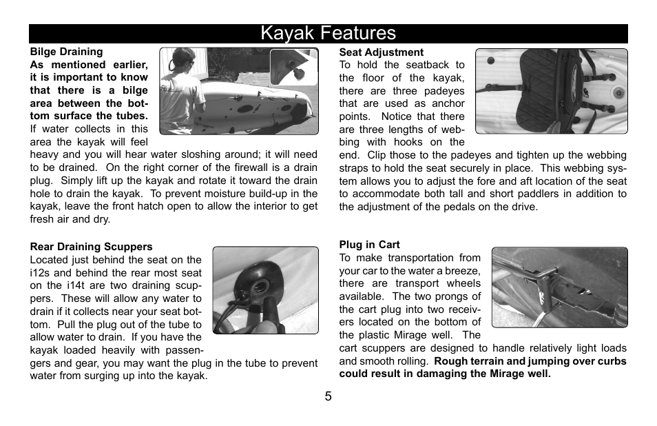 Kayak features | Hobie I12S User Manual | Page 6 / 20