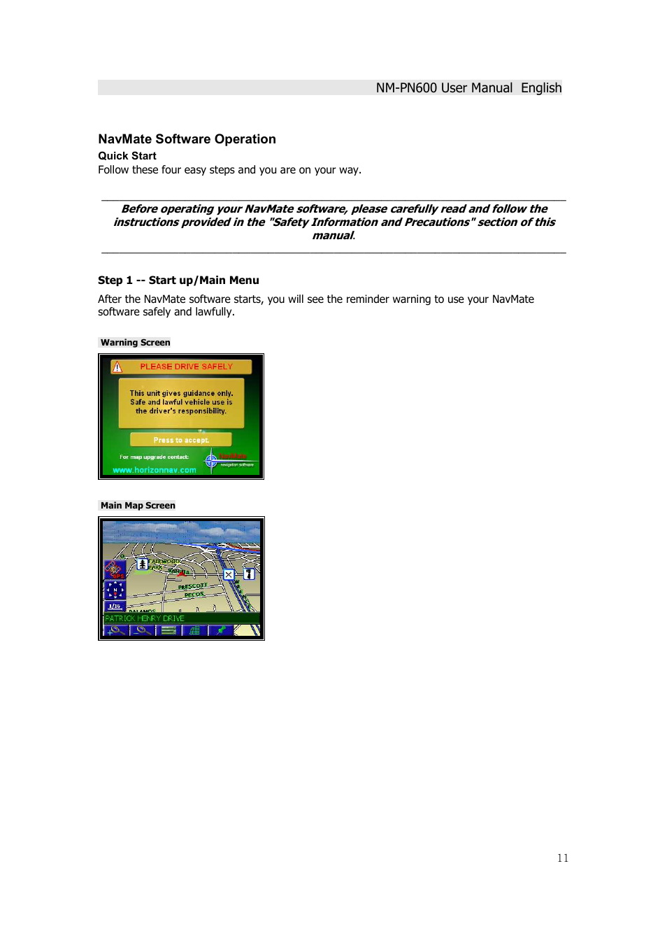 Horizon Navigation NM-PN600 User Manual | Page 11 / 38