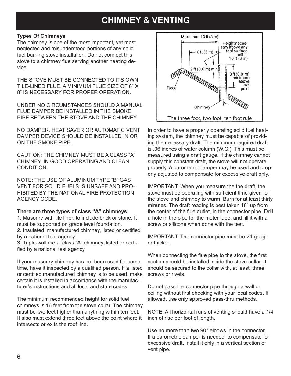 Chimney & venting | Harman Stove Company 3-90-70738 User Manual | Page 6 / 13