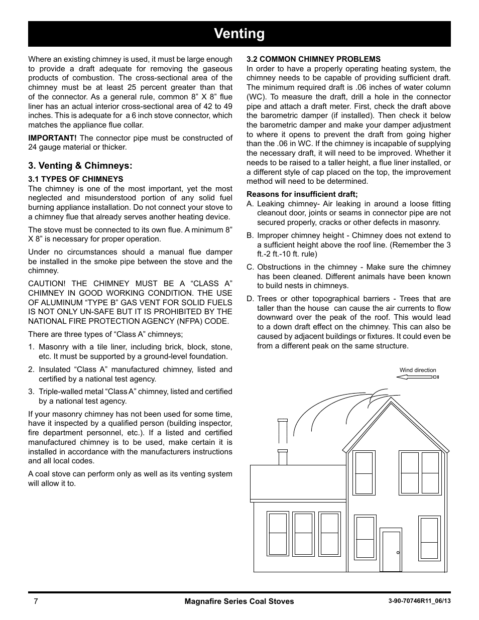 Venting | Harman Stove Company Magnafire Series Coal Stoves - Mark I User Manual | Page 7 / 24