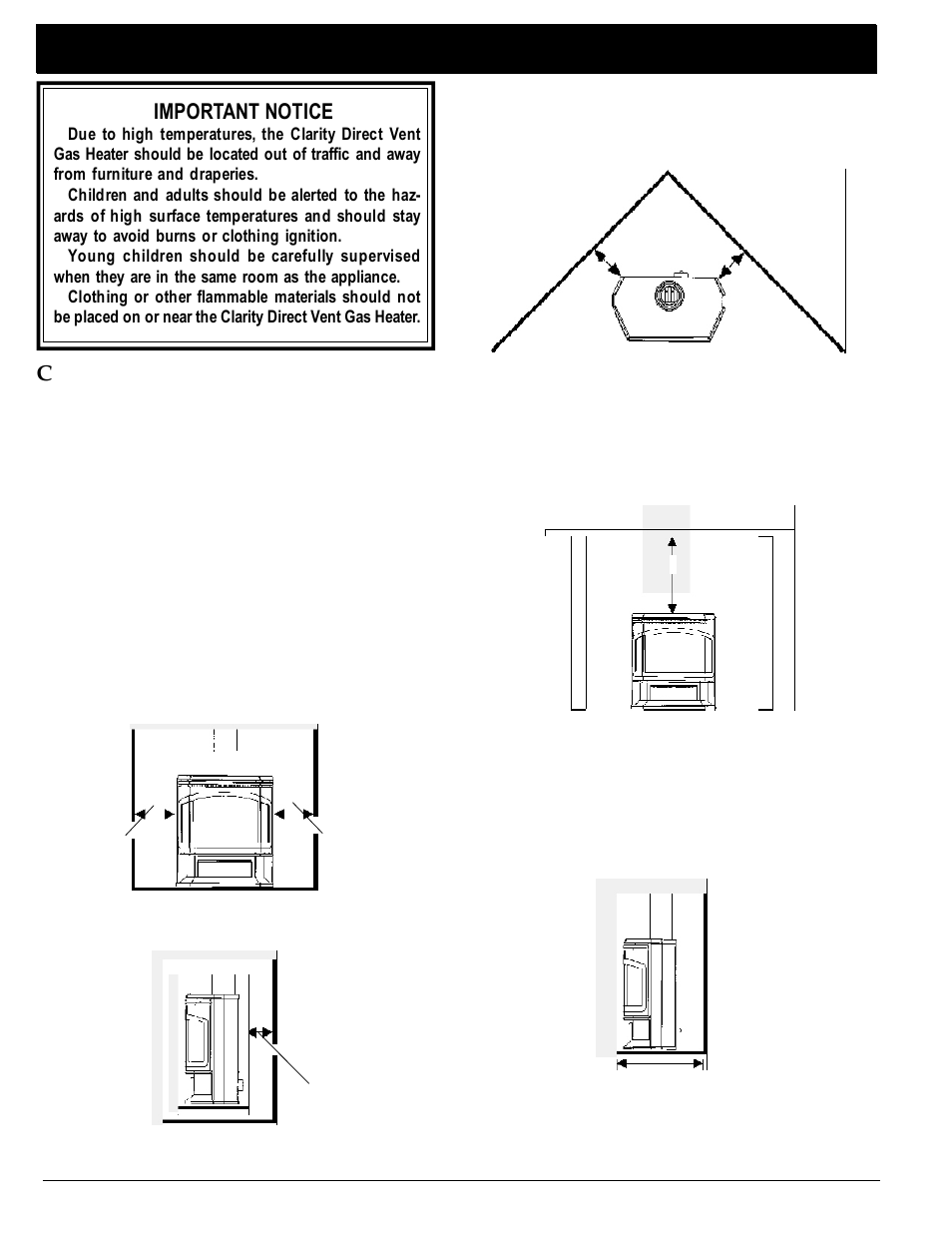 Installation, Clearances, Important notice | Harman Stove Company 929 DV User Manual | Page 4 / 24