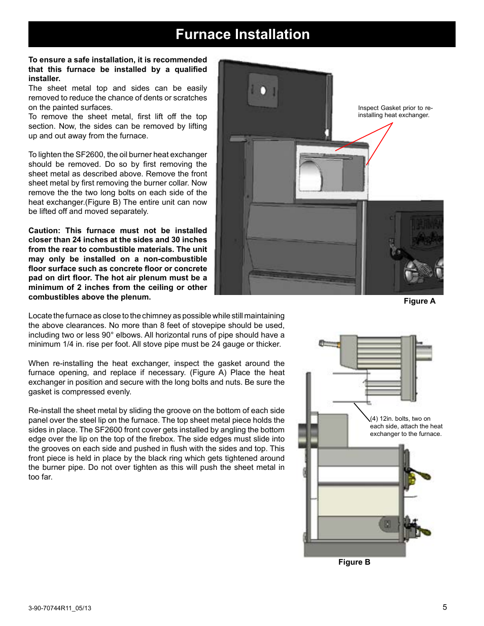 Furnace installation | Harman Stove Company Hot Air s SF1500A User Manual | Page 5 / 30