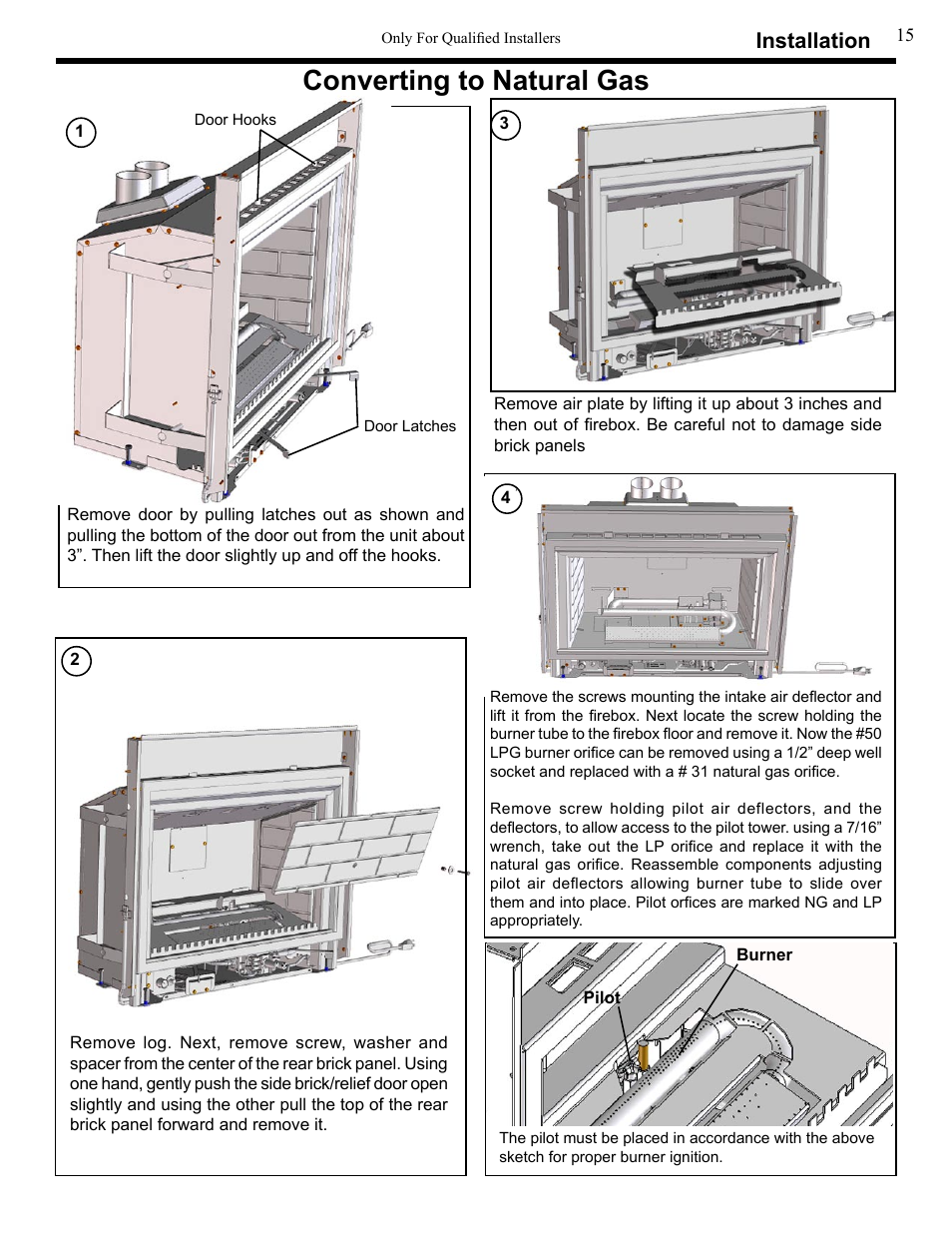 Converting to natural gas, Installation | Harman Stove Company XL User Manual | Page 15 / 34