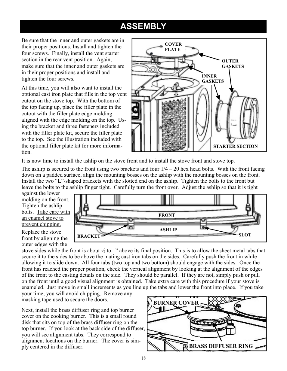 Assembly | Harman Stove Company FireLuxe Direct Vent Gas Stove With Top Cooking Burner System User Manual | Page 18 / 32