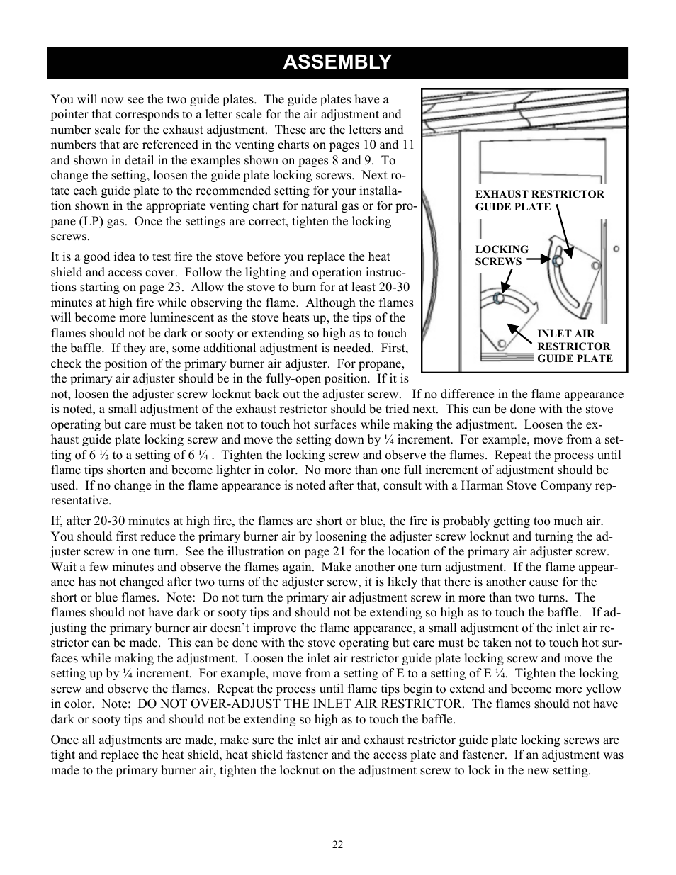 Assembly | Harman Stove Company FireLuxe Direct Vent Gas Stove With Top Cooking Burner System User Manual | Page 22 / 32