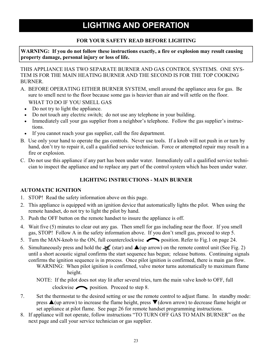 Lighting and operation | Harman Stove Company FireLuxe Direct Vent Gas Stove With Top Cooking Burner System User Manual | Page 23 / 32