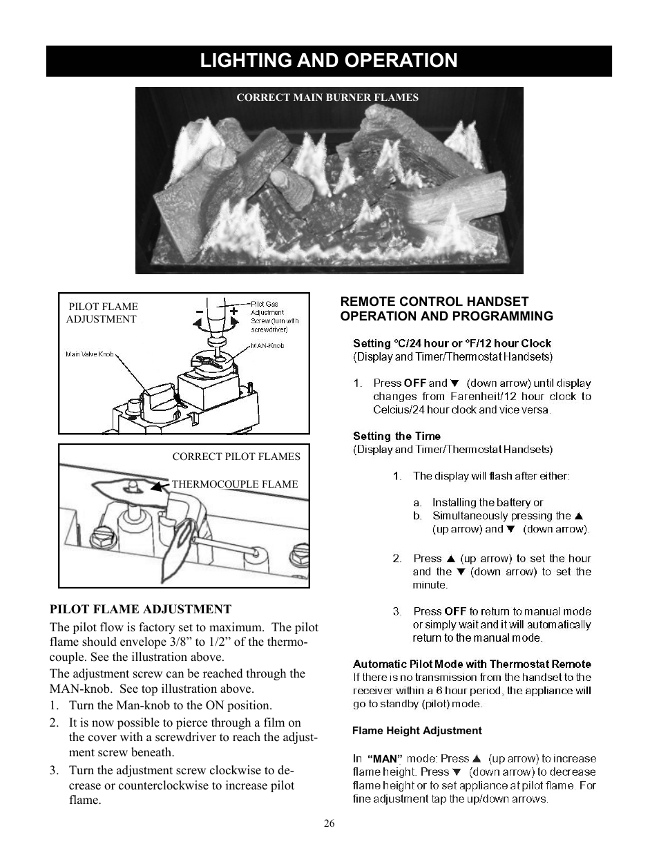 Lighting and operation | Harman Stove Company FireLuxe Direct Vent Gas Stove With Top Cooking Burner System User Manual | Page 26 / 32
