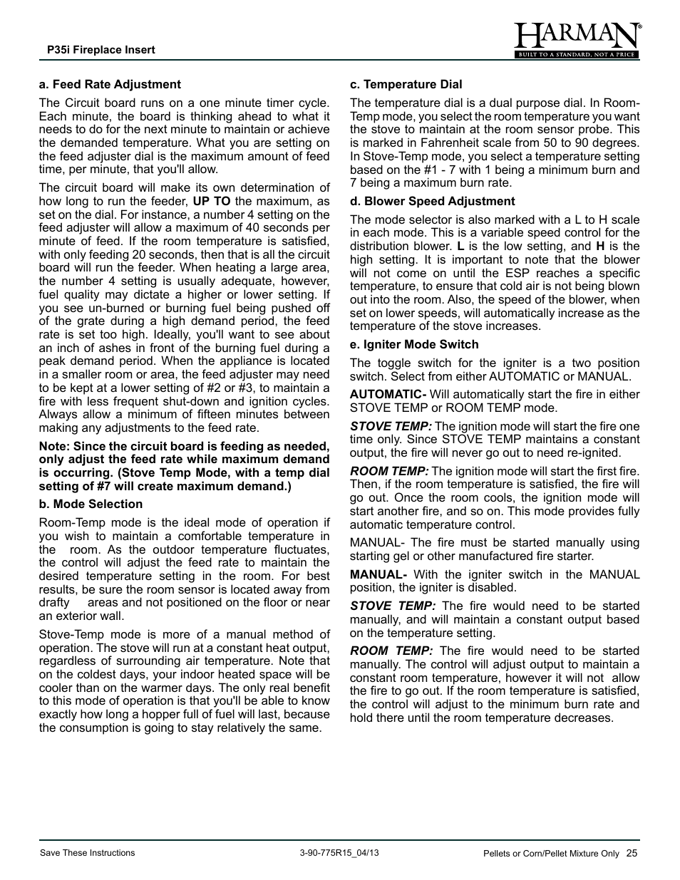 Harman Stove Company P35I User Manual | Page 25 / 50